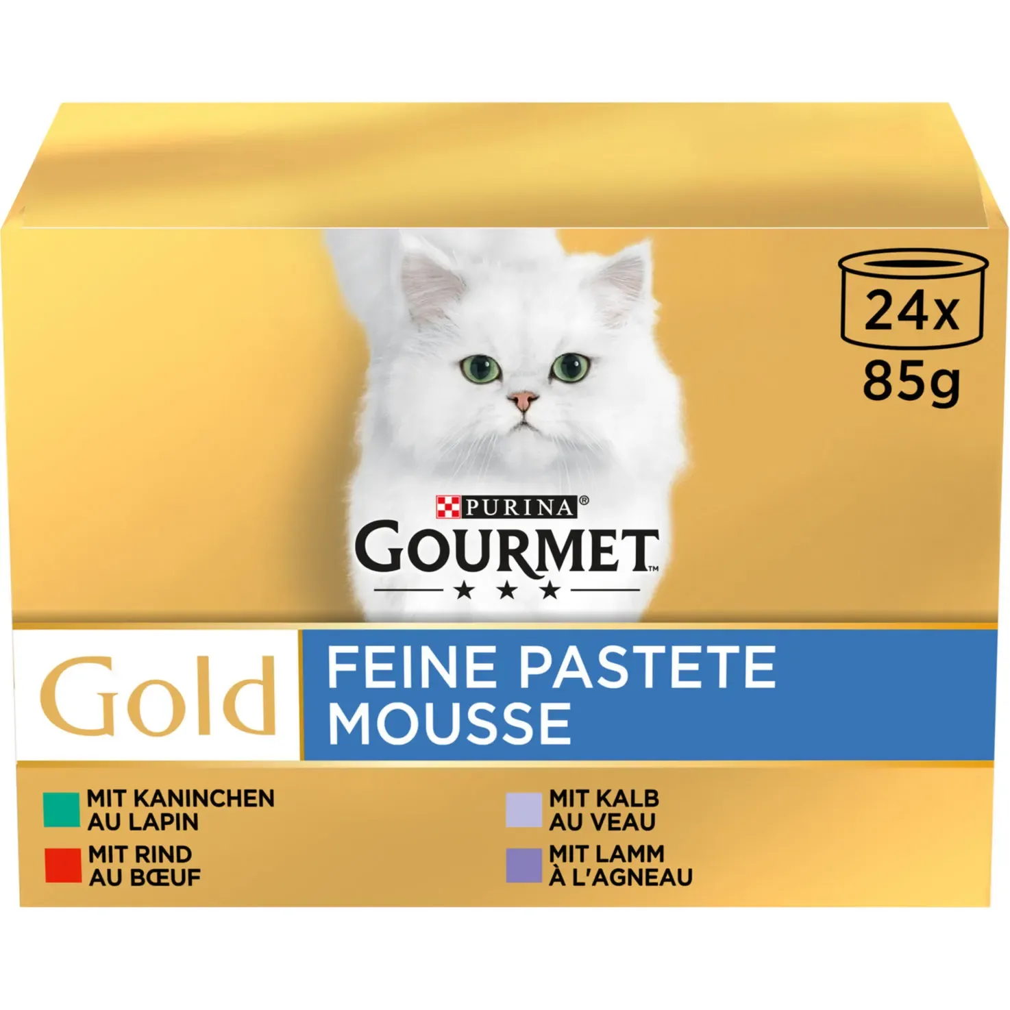 GOURMET GOLD mousse assorti (lapin, bœuf, veau, agneau) 24x85g