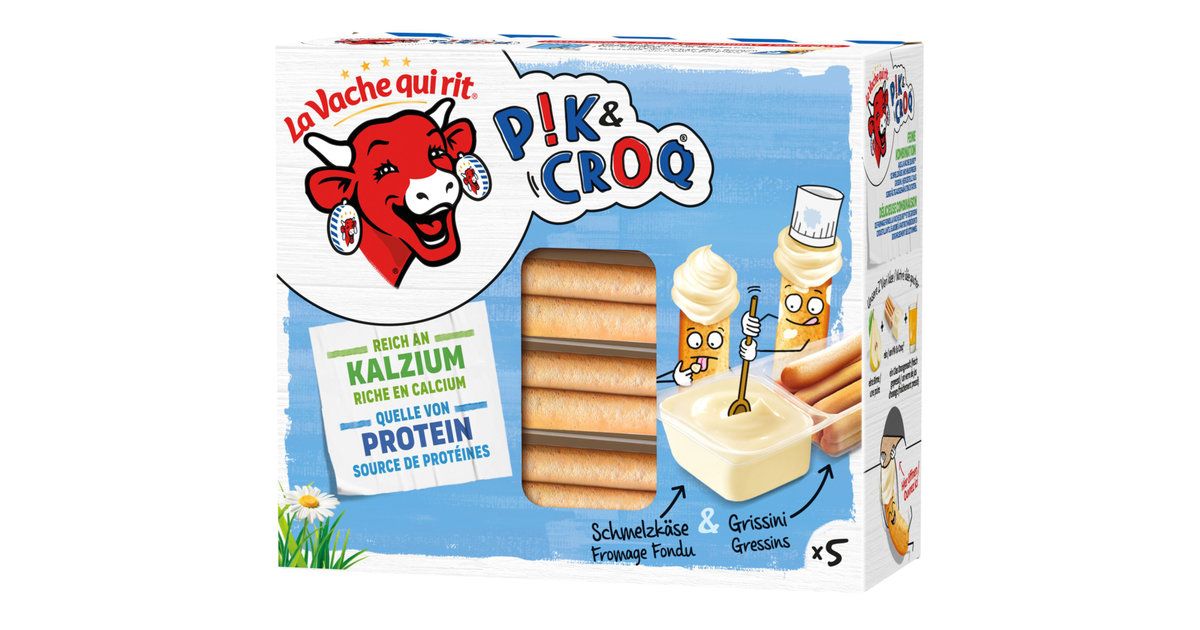 La Vache qui rit fromage Pik &amp; Croq à tartiner &amp; mini craquelins 5x35g 175g