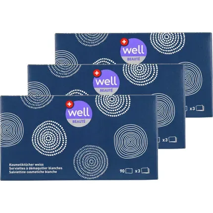 well Serviettes à démaquiller FSC triple épaisseur 90 pièces 3x 90pce