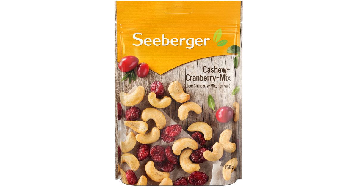 Seeberger Mélange de noix de cajou &amp; canneberges 150g