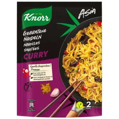 Knorr Asia Nouilles Sautées Curry Sachet Nouilles Instantanées Snack 2 portions 150g