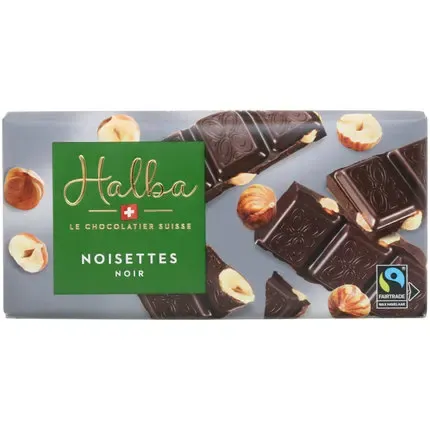 Plaque de chocolat Halba Noir-Noisettes 100g