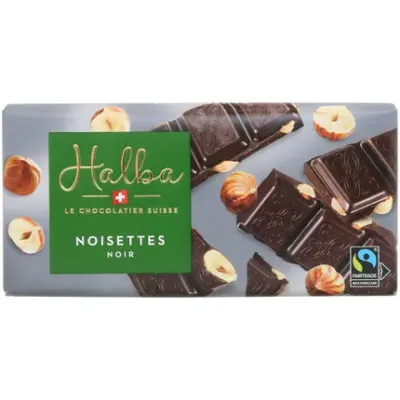 Plaque de chocolat Halba Noir-Noisettes 100g