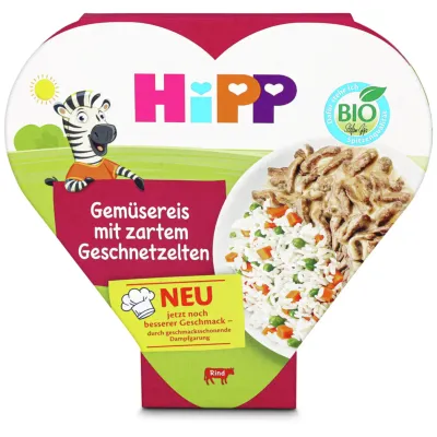 Hipp Menu enfant de riz, légumes, petits pois &amp; boeuf bio 12 mois+ 250g