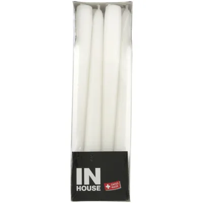 InHouse Bougies flambeaux , blanc, 2,2 x 24 cm, 12 pièces
