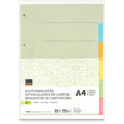 Intercalaires en carton A4 6 onglets 4 pièces