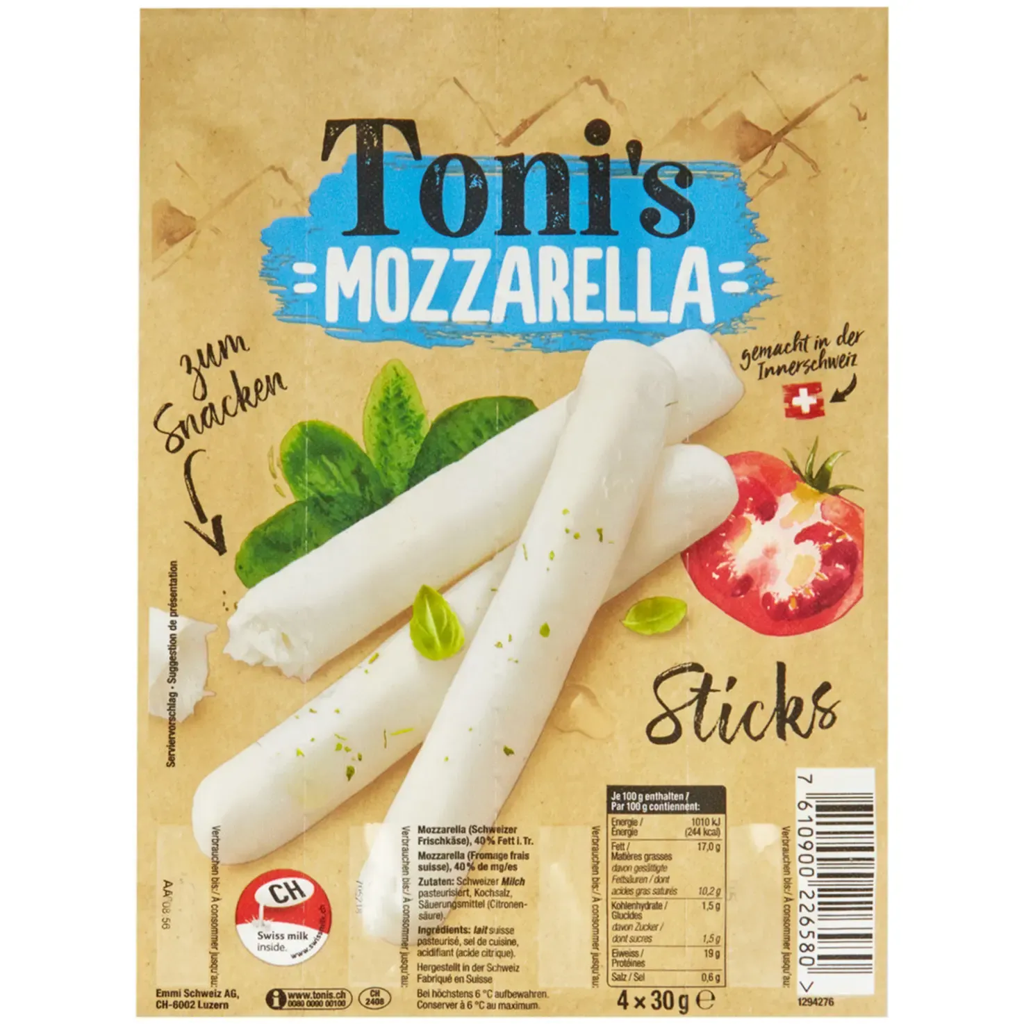 JaMaDu Sticks de mozzarella 4x30g 120g