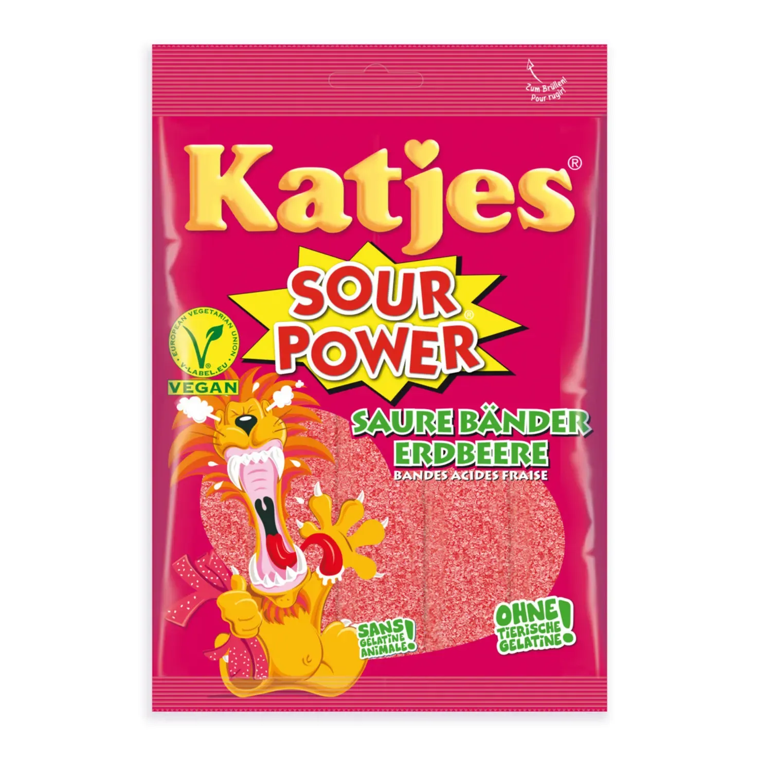 Katjes Bandeaux gummie à la fraise Sour Power 200g