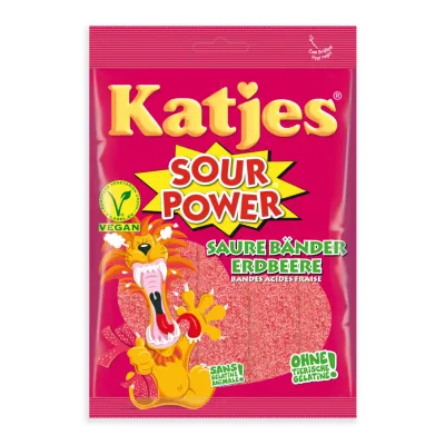 Katjes Bandeaux gummie à la fraise Sour Power 200g