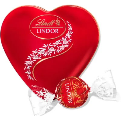 Lindt Boules de chocolat Lindor au lait avec fondant boîte coeur métal 62g