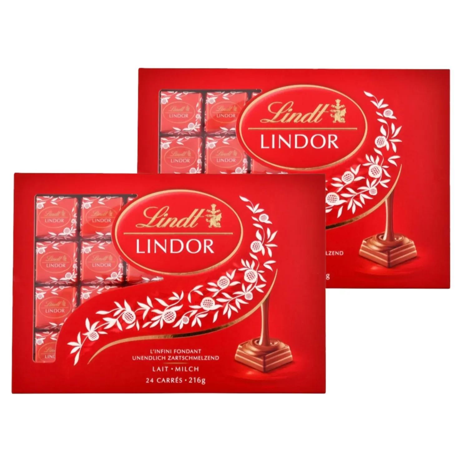 Lindt Carrés de chocolat Lindor au lait avec fondant  2x216g