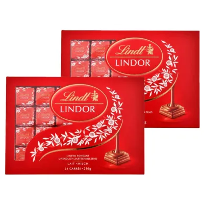 Lindt Carrés de chocolat Lindor au lait avec fondant  2x216g