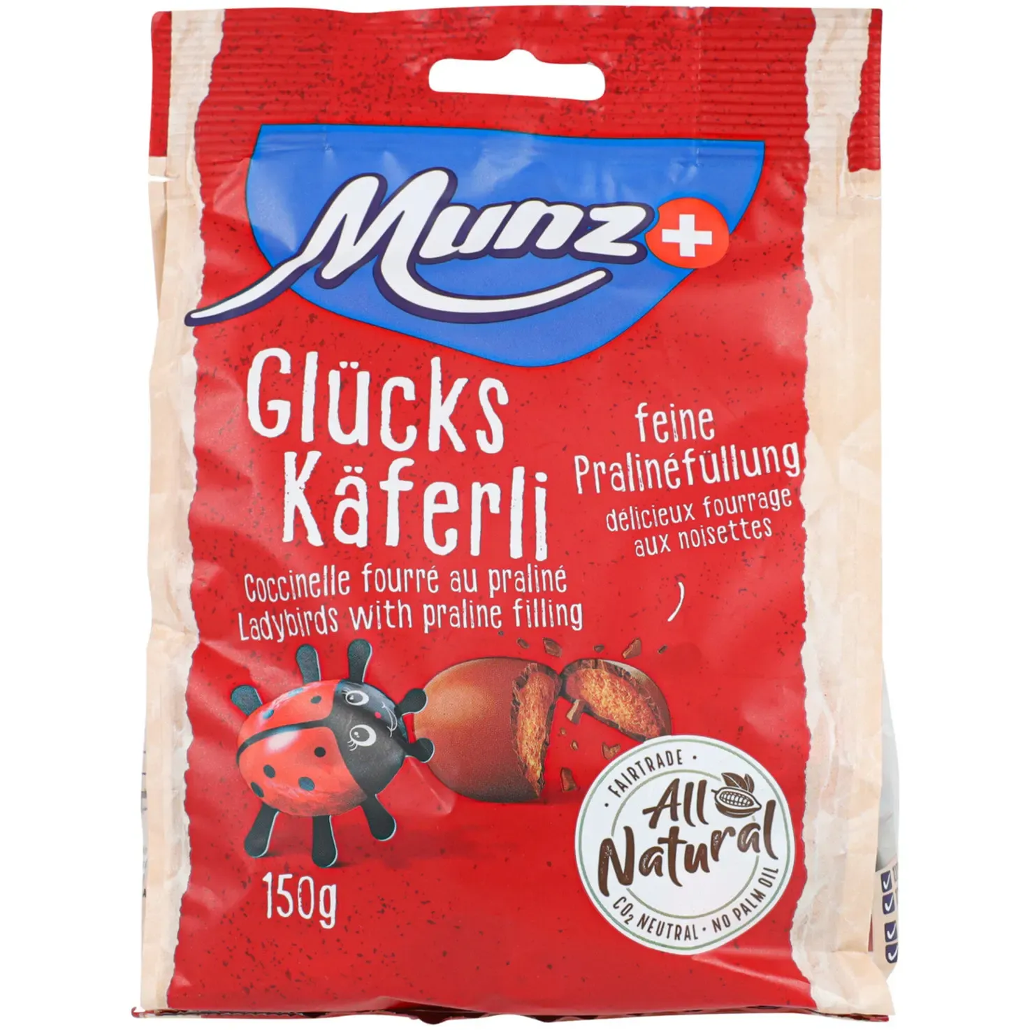 Munz Coccinelles avec crème pralinées 30 pièces 150g