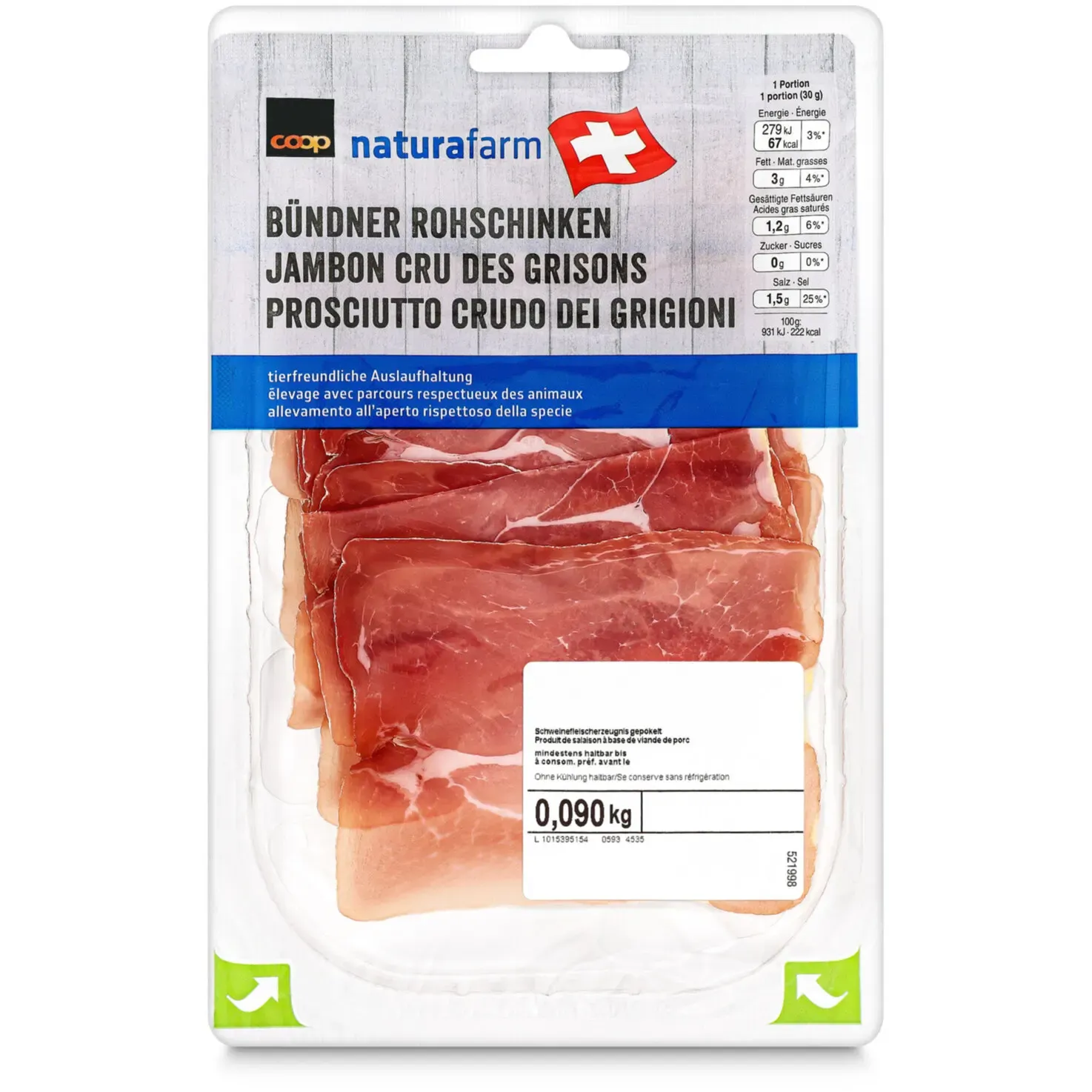 Naturafarm Jambon cru des Grisons 90g