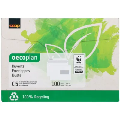 Oecoplan Enveloppes avec fenêtre droite C5 100 pièces