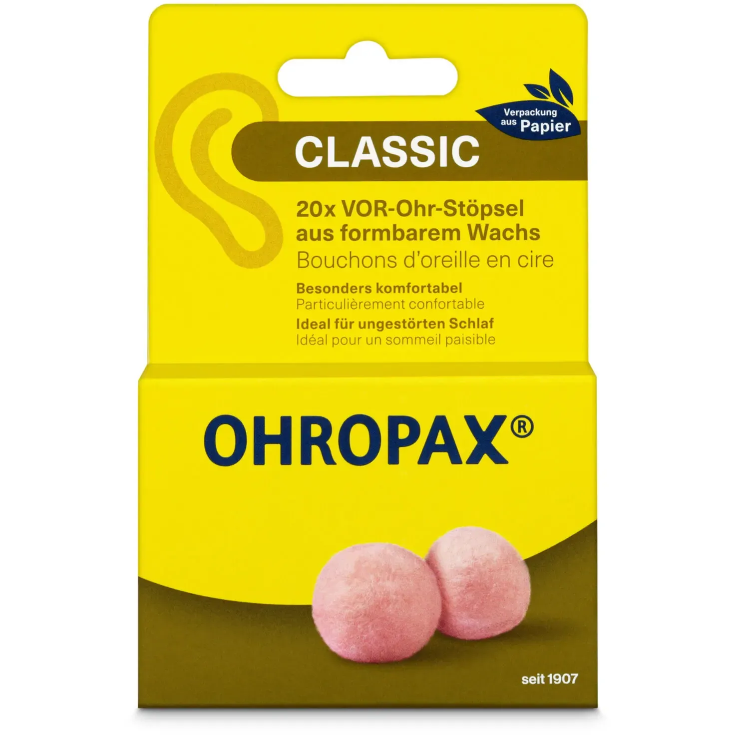 Ohropax Bouchons d&#39;oreilles classiques 20 pièces