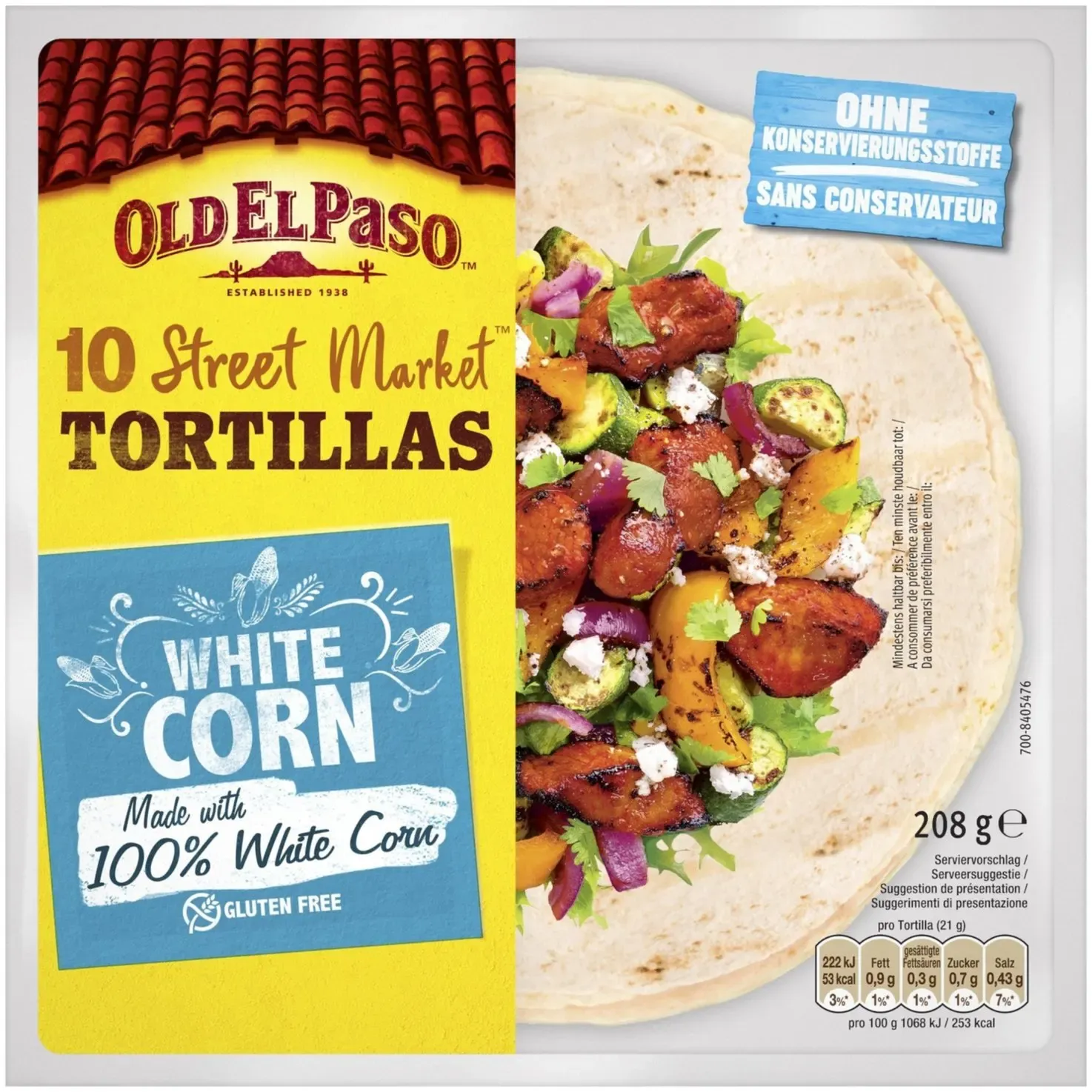 Old El Paso Mini tortillas au maïs Street Market sans gluten 10 pièces 208g