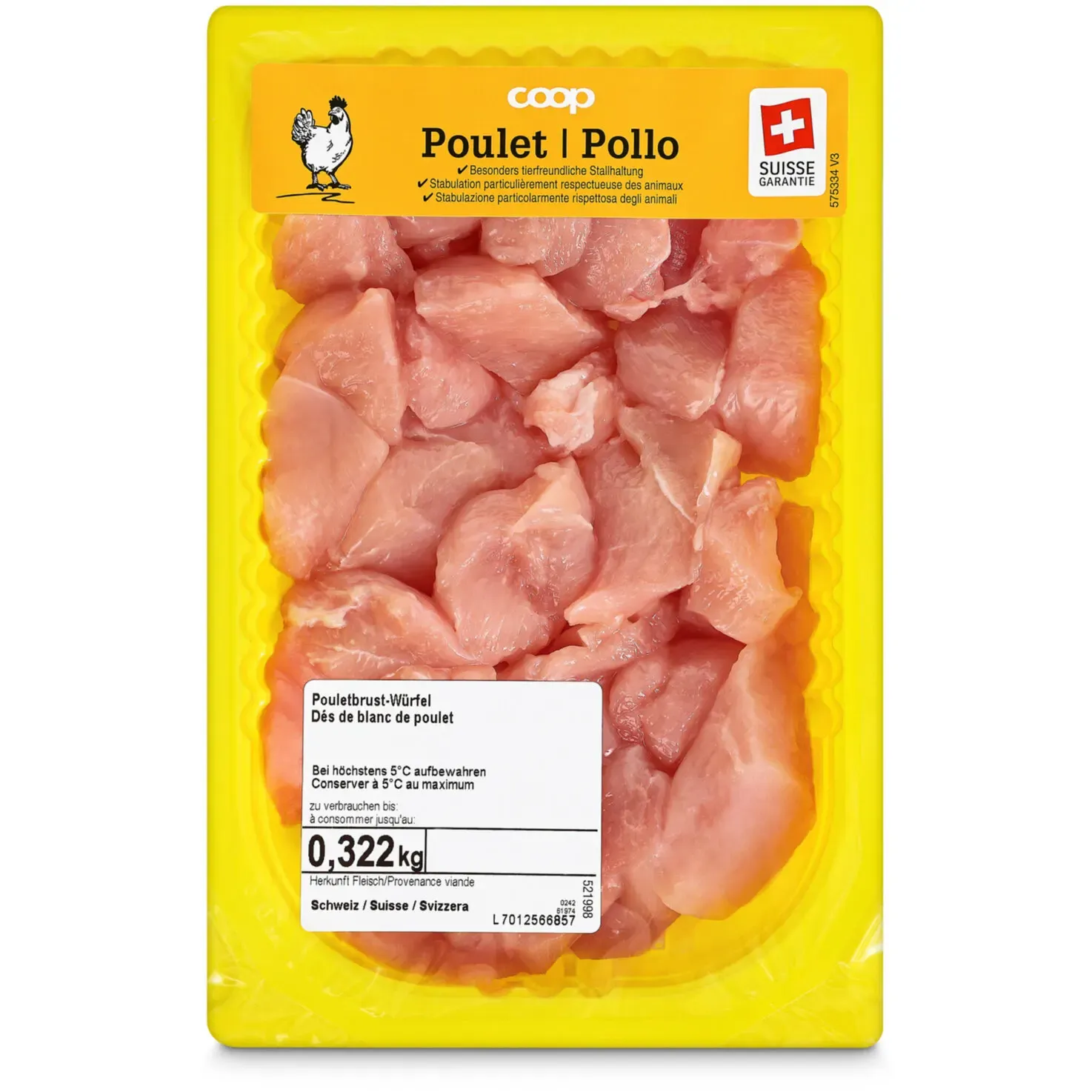 Poitrine de poulet en dés premium env. 320g