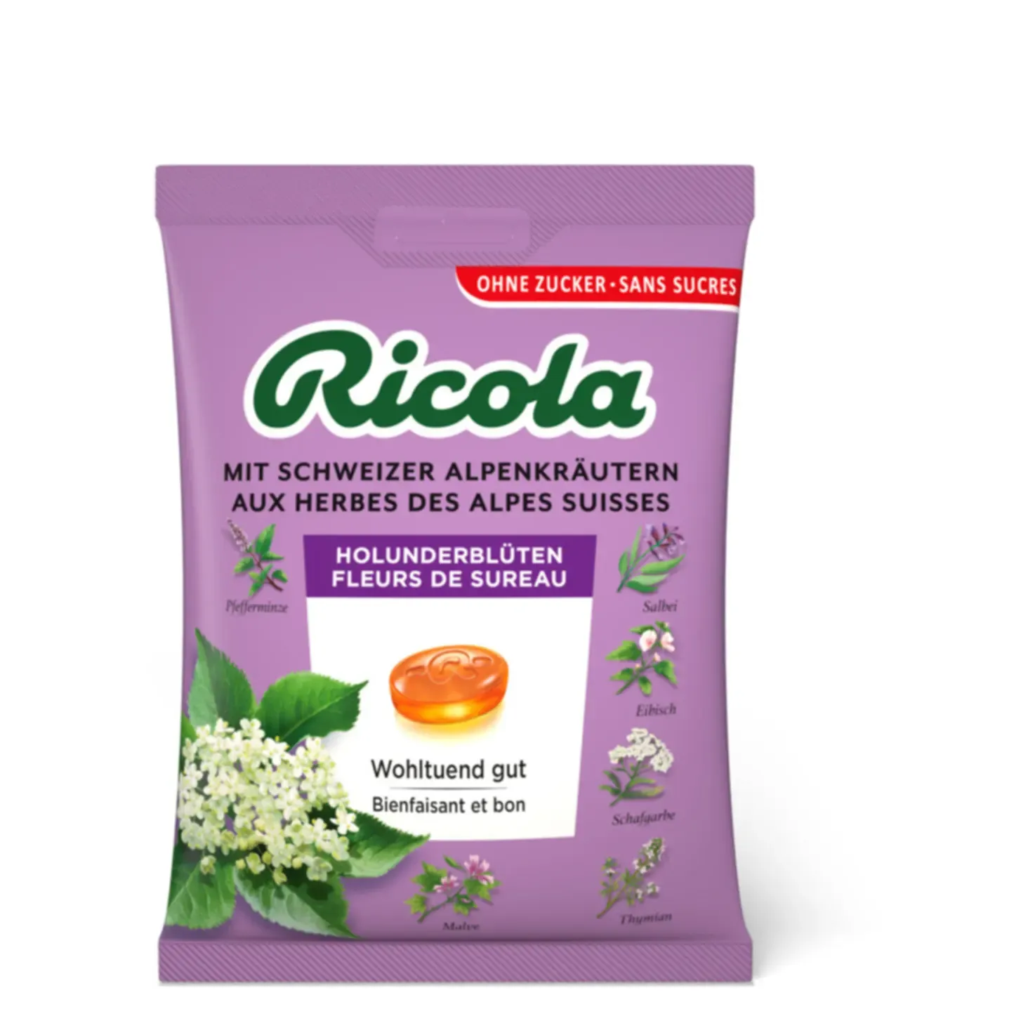 Ricola Pastilles aux fleurs de sureau sans sucre 125g