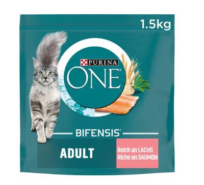 Purina ONE Croquettes au saumon &amp; céréales pour chat adulte 1.5kg