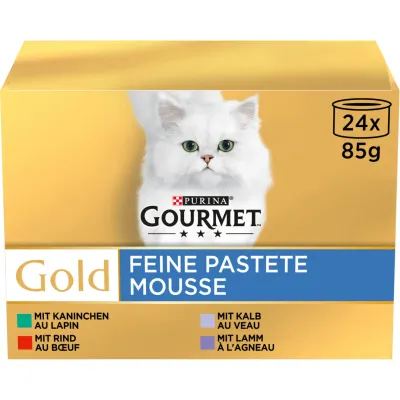 GOURMET GOLD mousse assorti (lapin, bœuf, veau, agneau) 24x85g