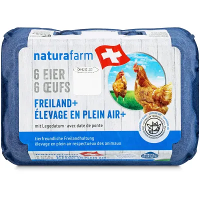 Naturafarm Oeufs élevage en plein air 53g+ 6 pièces