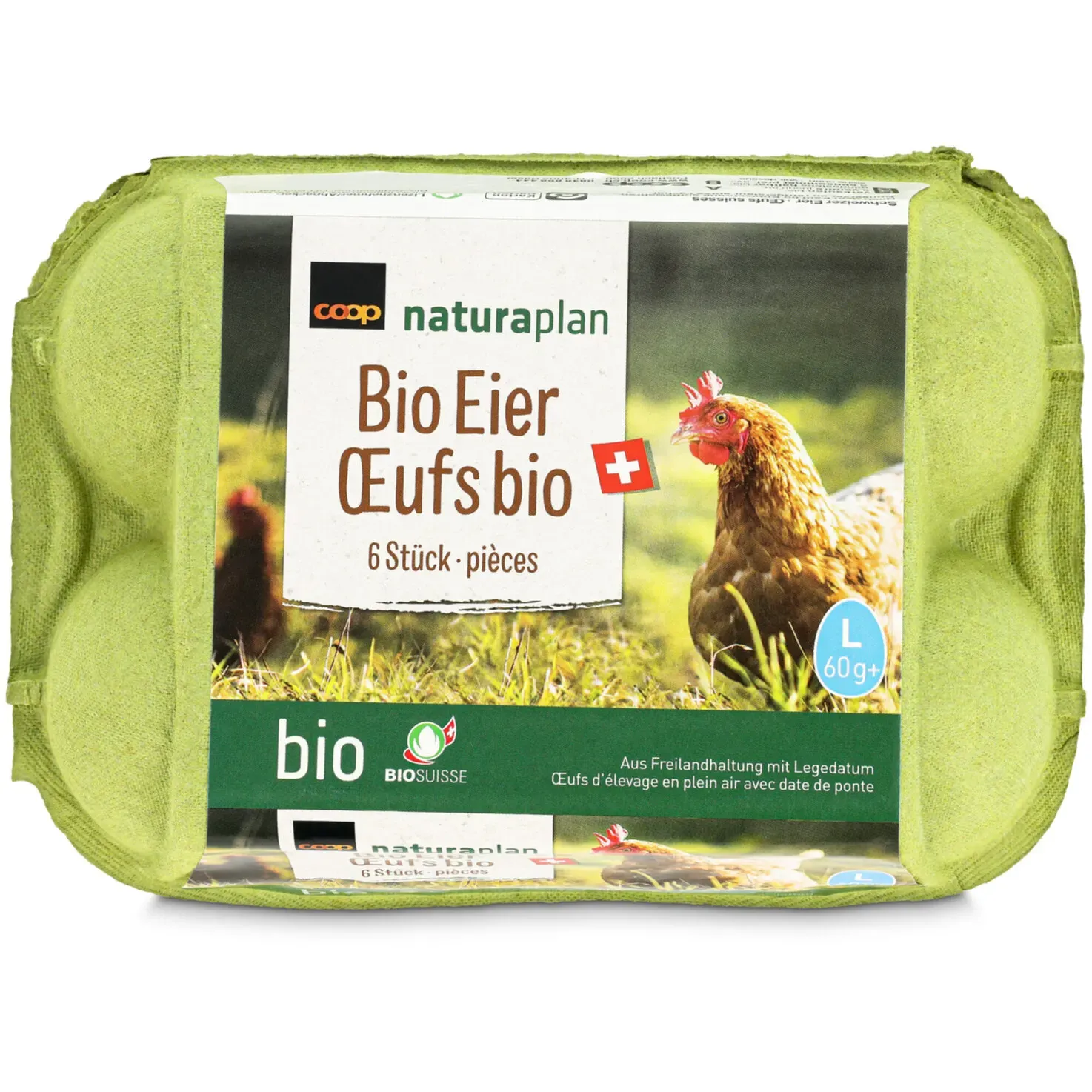 Bio Oeufs d'élevage en plein air 60g+ 6 pièces