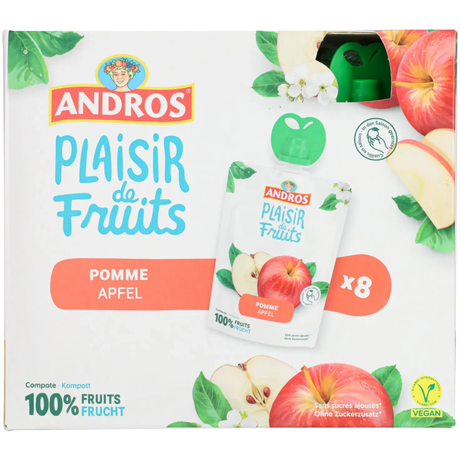 Andros gourdes Compotes aux pommes 8x100g