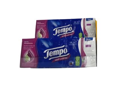Tempo Paquets de mouchoirs doux &amp; libre 10x9 pièces