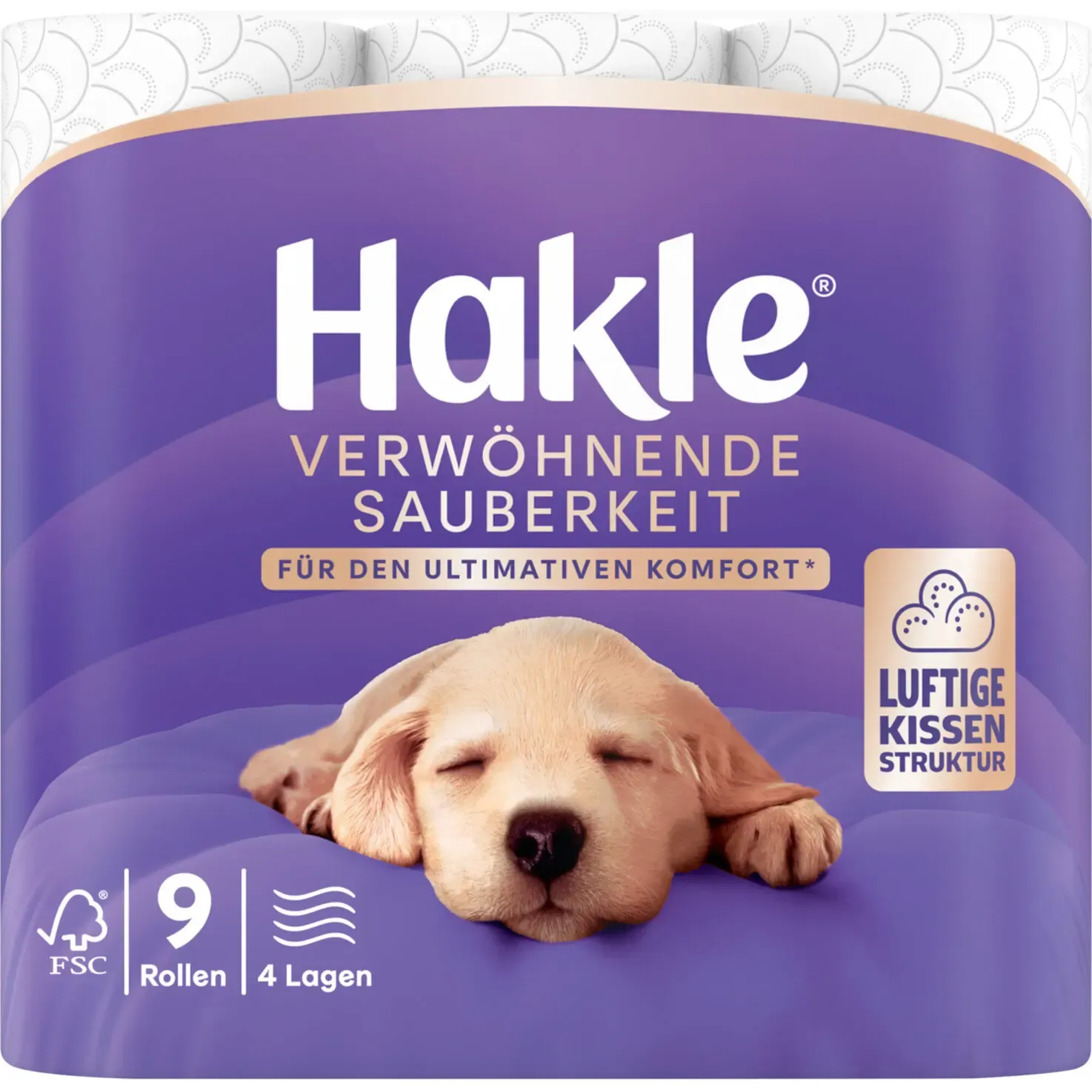 Hakle Propreté Moelleuse papier toilette, 9 Rouleaux