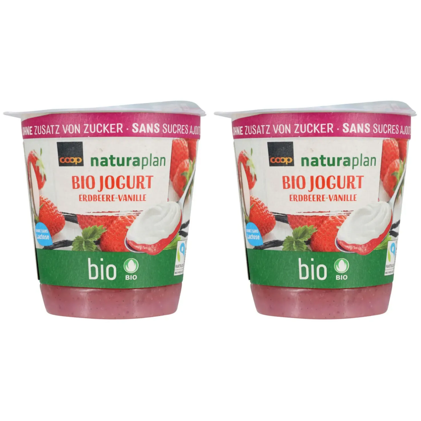 Bio Yogourt à la fraise &amp; vanille sans sucre ajouté 2x150g