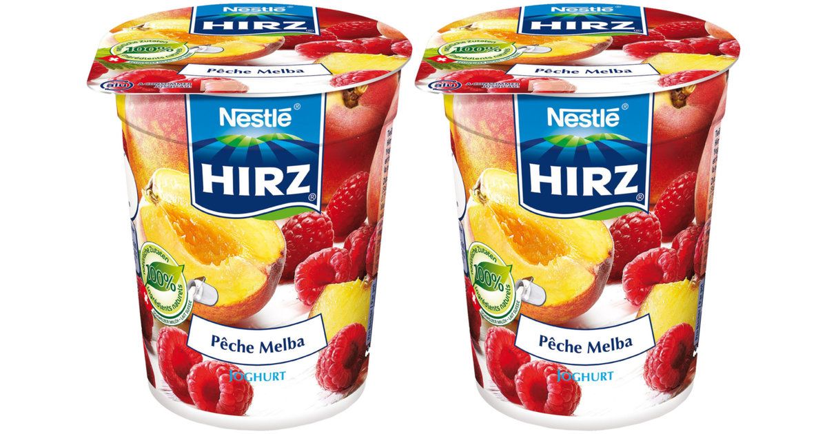 Hirz Yogourt à la pêche &amp; framboise  2x180g