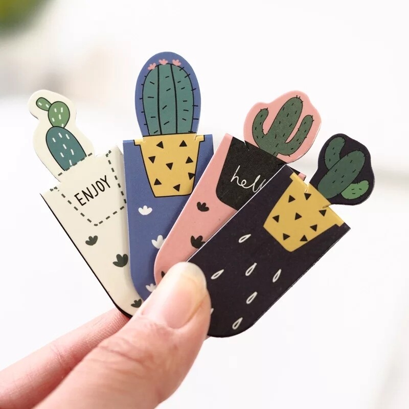 3pcs/Set Cute Cactus Sakura Magnetic Bookmarks
