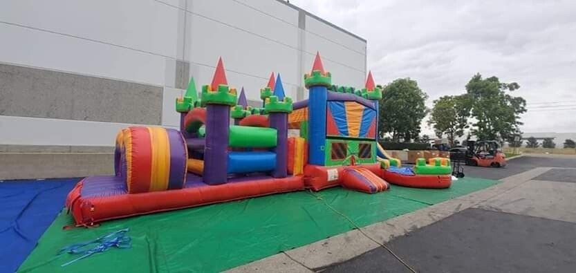 5 in 1 mega opsticle jumping castle/dry or waterslide
