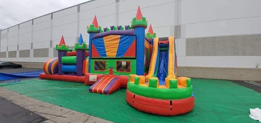 5 in 1 mega opsticle jumping castle/dry or waterslide