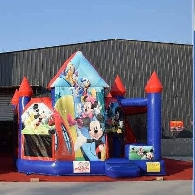 Mickey Mouse clubhouse jumping castle with slide.