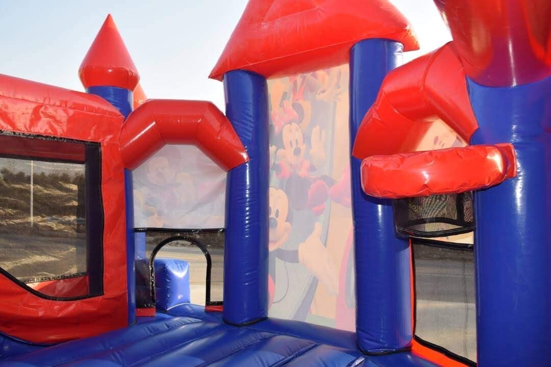 Mickey Mouse clubhouse jumping castle with slide.