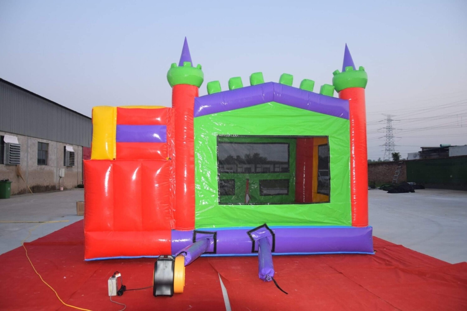 Jumping castle and slide