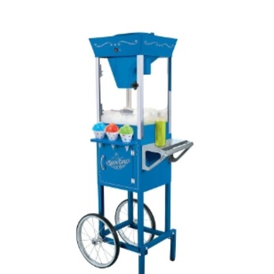 Snow cone machine with supplies.