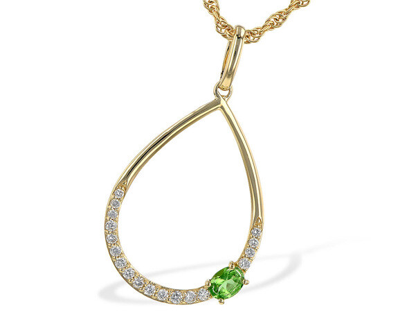 Green Garnet & Diamond Pendant
