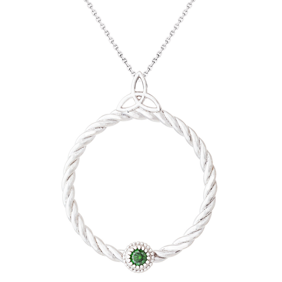 CC Celtic Braid©—Silver w/ Green Diamond