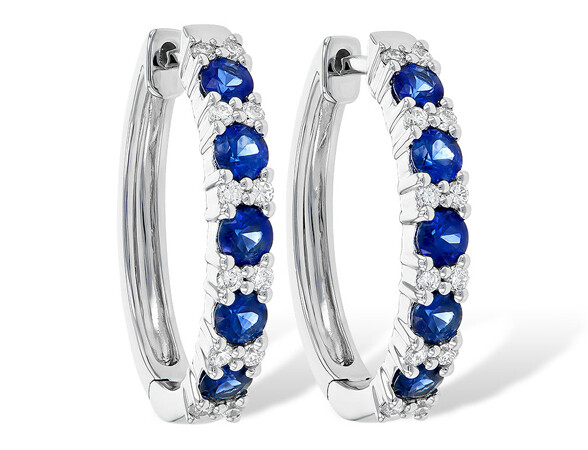 Diamond & Sapphire Oval Earrings