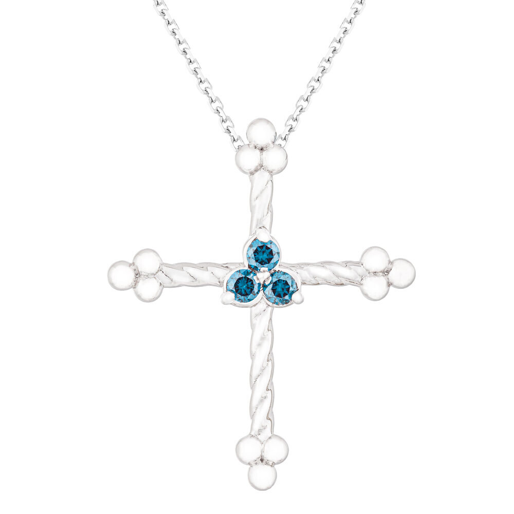 CC Celtic Cross©—Small White Gold w/ Blue Diamonds
