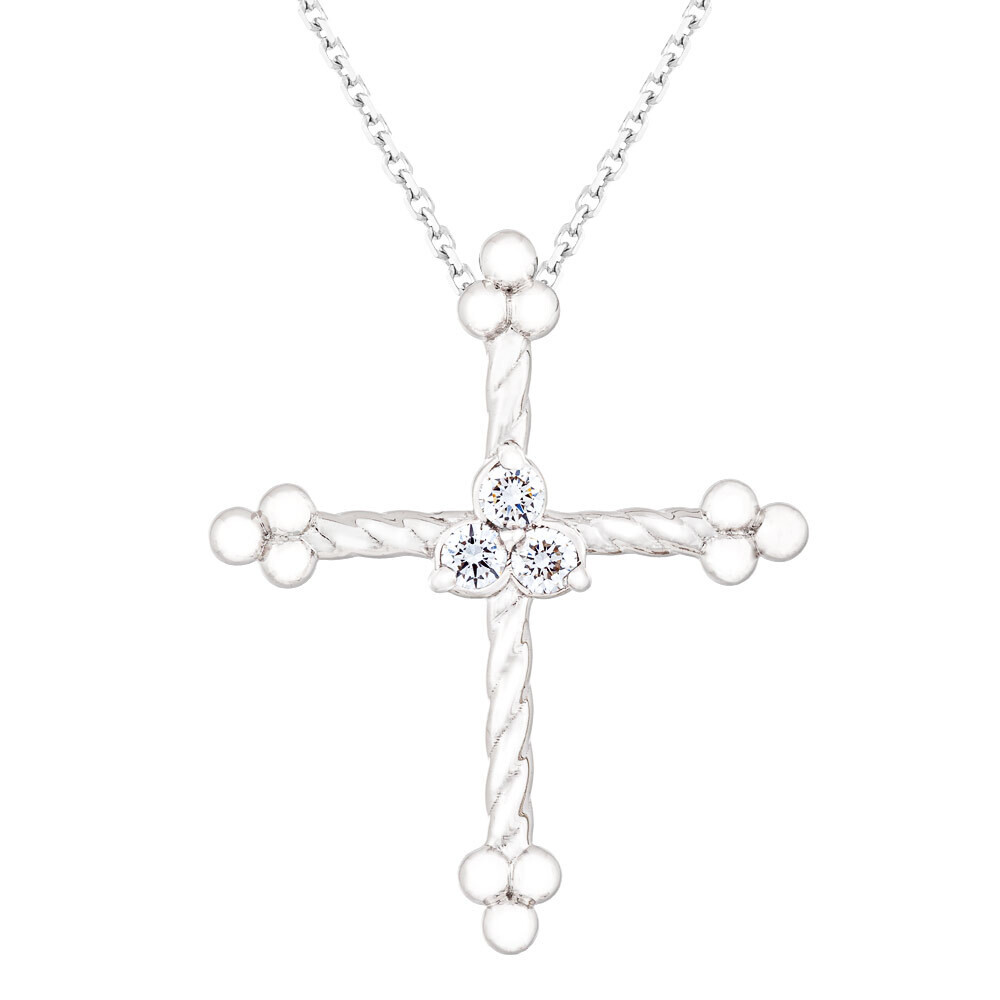 Stainless Steel Black Enamel & Diamond Celtic Cross Necklace - 24 Inch -  The Black Bow Jewelry Company