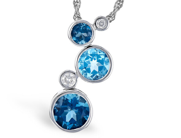 Swiss & London Blue Topaz with Diamonds Pendant