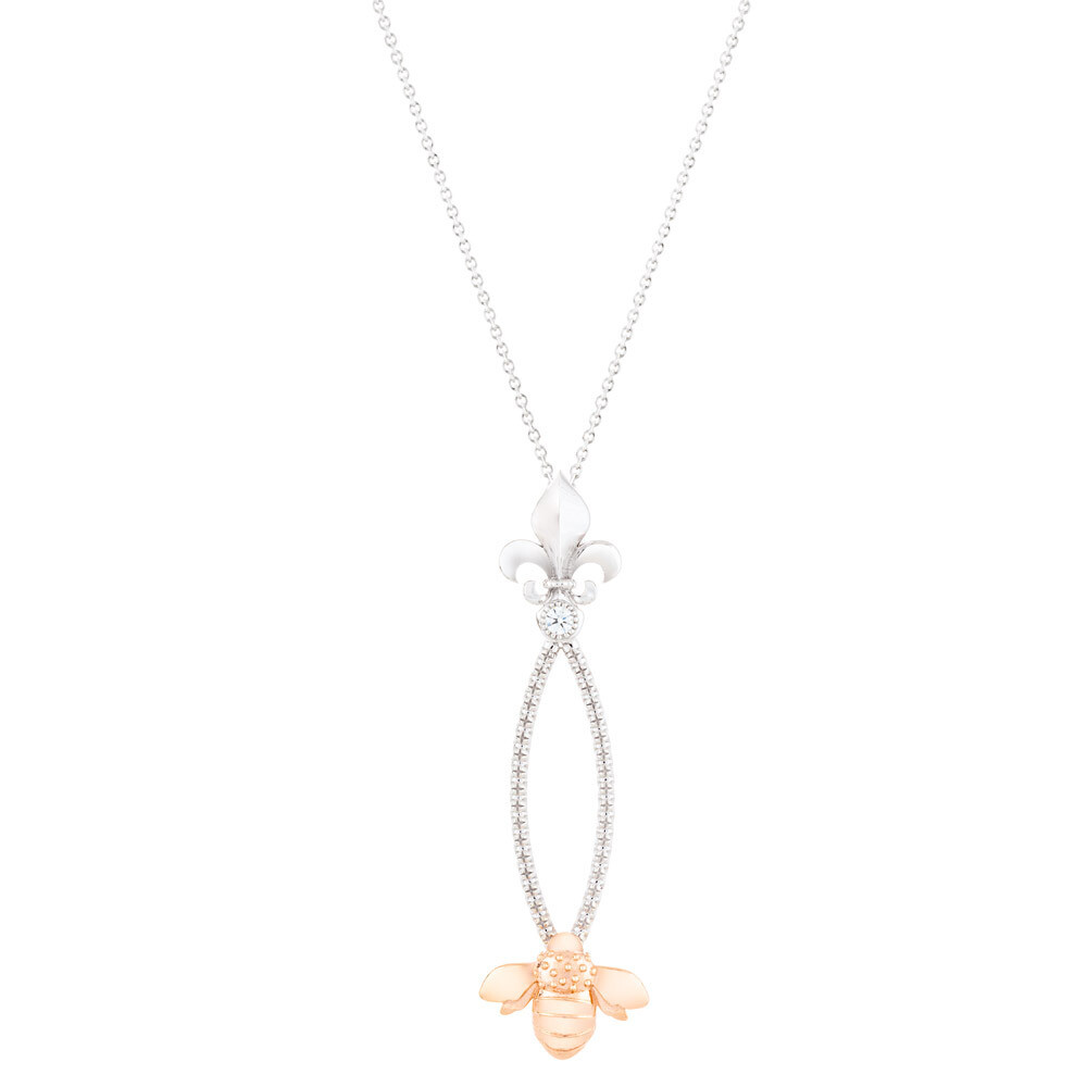 French Bee Pendant—White/Rose Gold