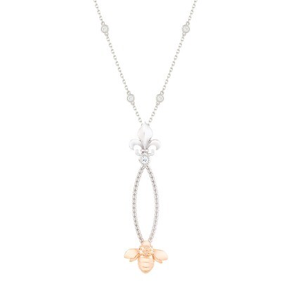 French Bee Pendant—White/Rose Gold