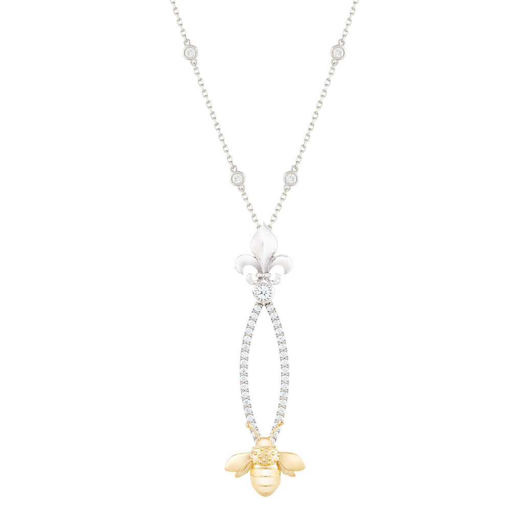 French Bee Pendant—White/Yellow Gold