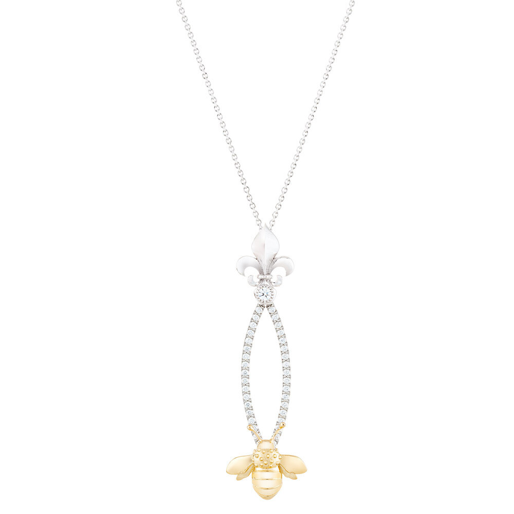 French Bee Pendant—White/Yellow Gold