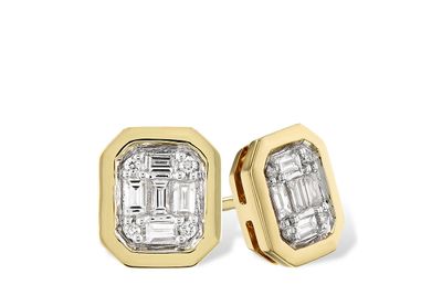 Emerald Shaped Diamond Earrings